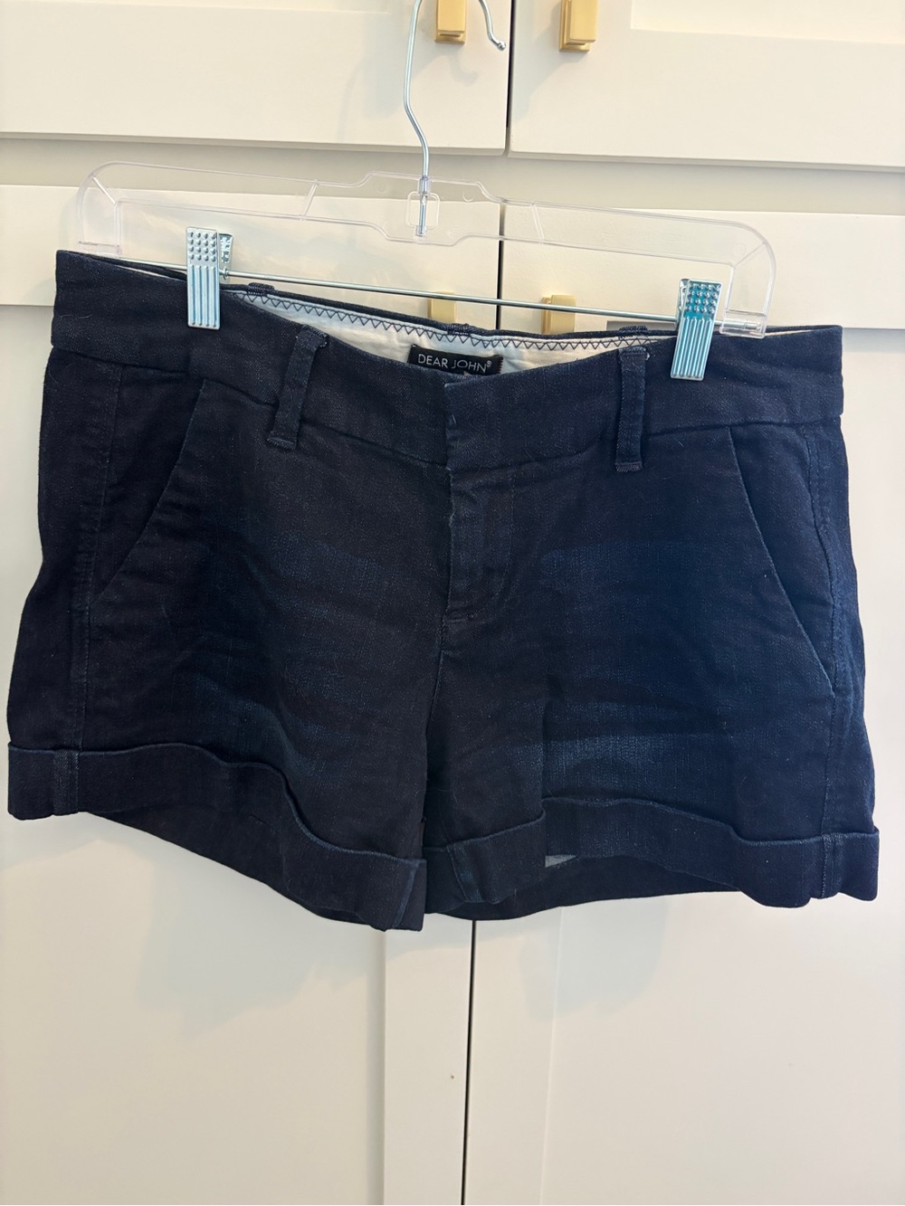Dear John Navy Cuffed Cotton-Blend Women's Shorts